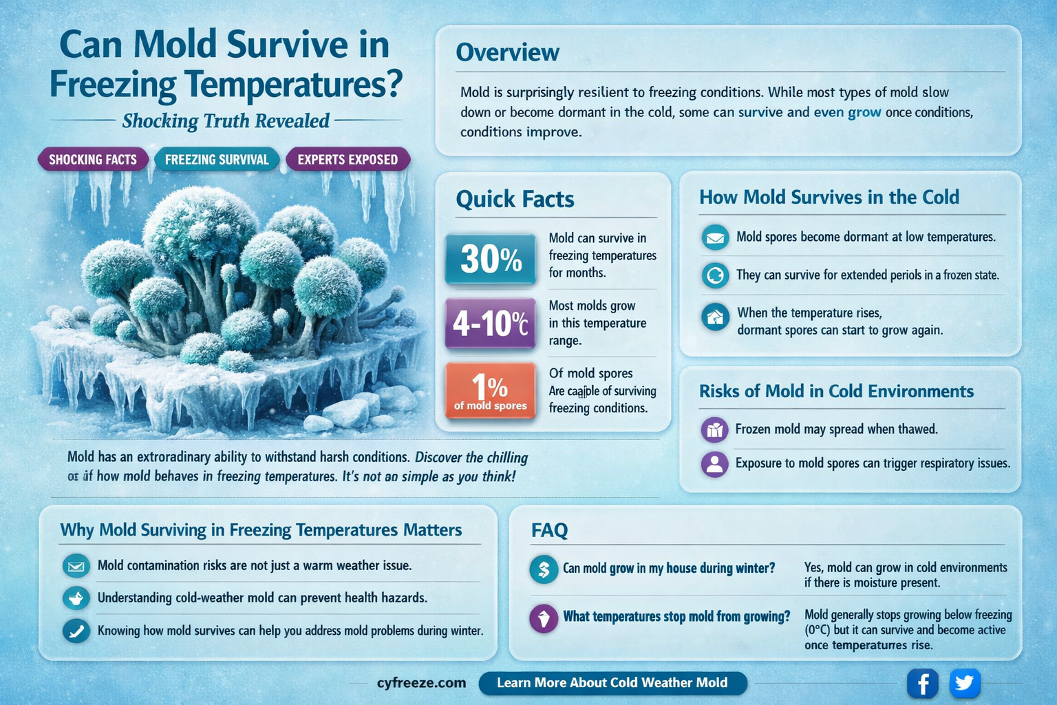can mold survive in freezing temperatures