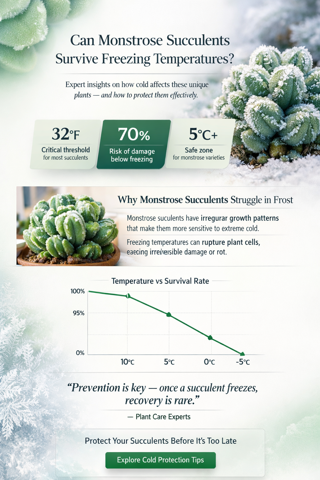 can monstrose succulent survive freezing temperatures