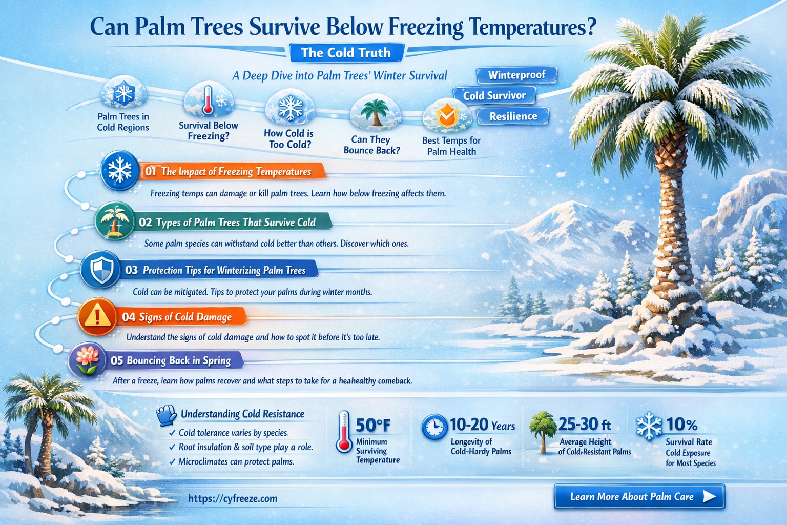 can palm trees survive below freezing temperatures