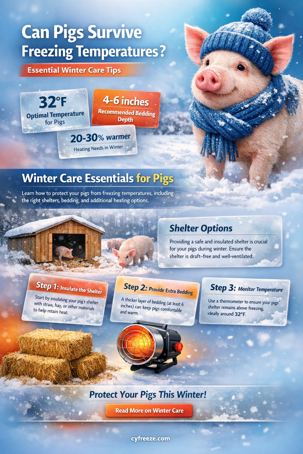 can pigs survive freezing temperatures