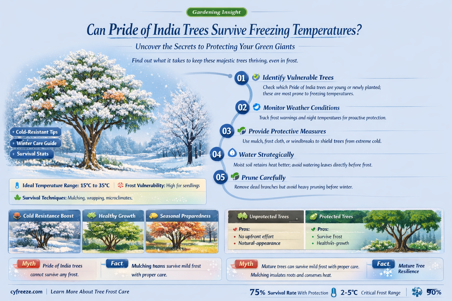 can a pride of india tree take freezing temperatures