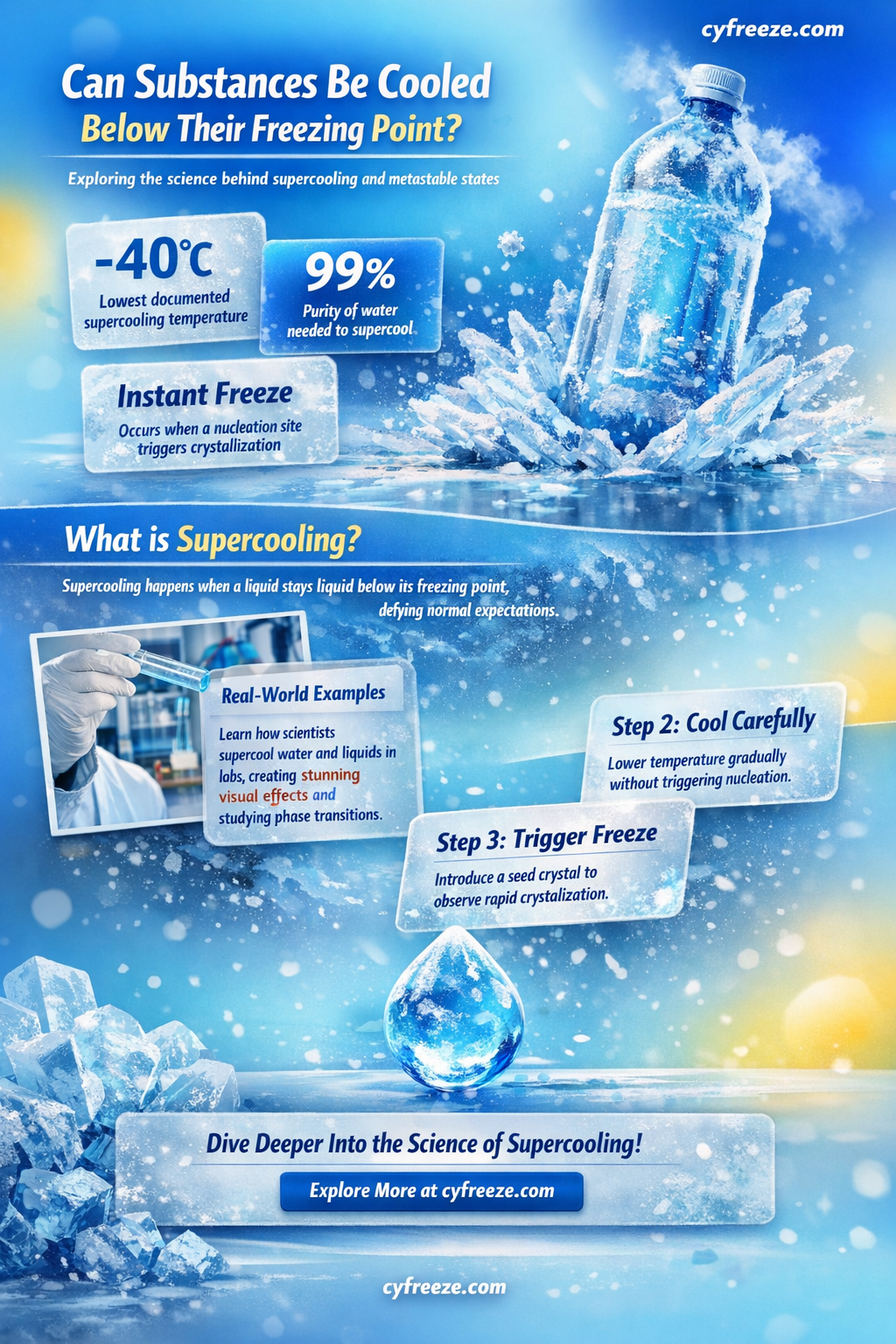 can a substance be cooled below its freezing point