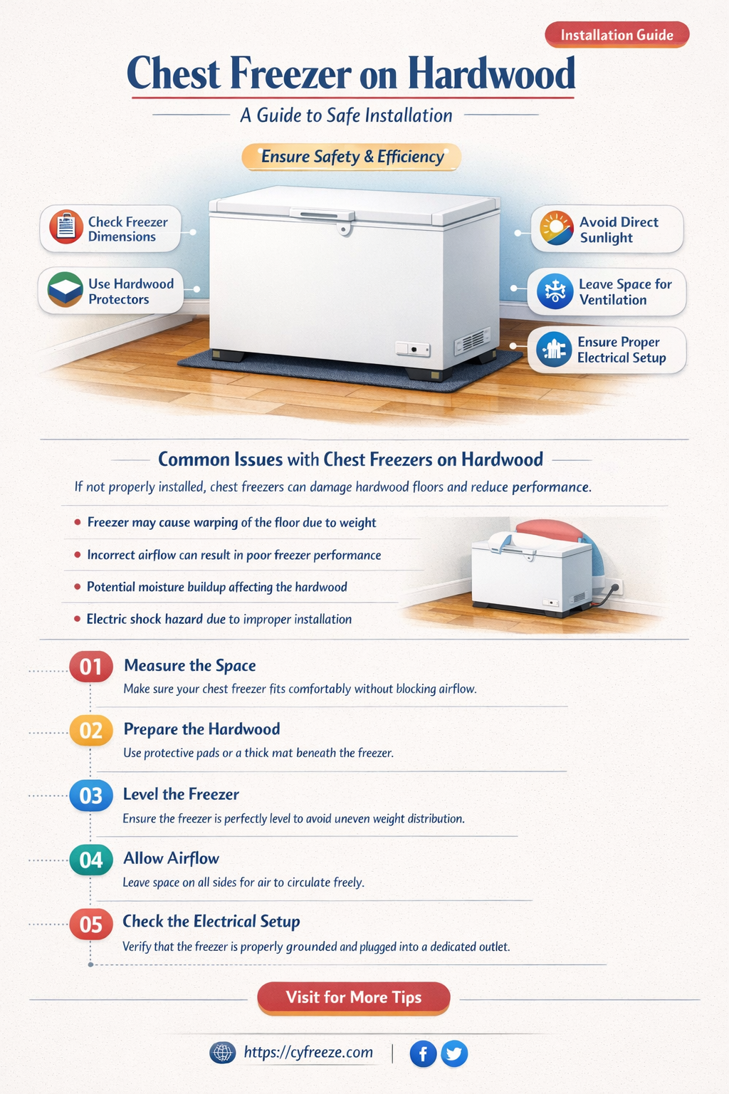can i put a chest freezer on hardwood floor