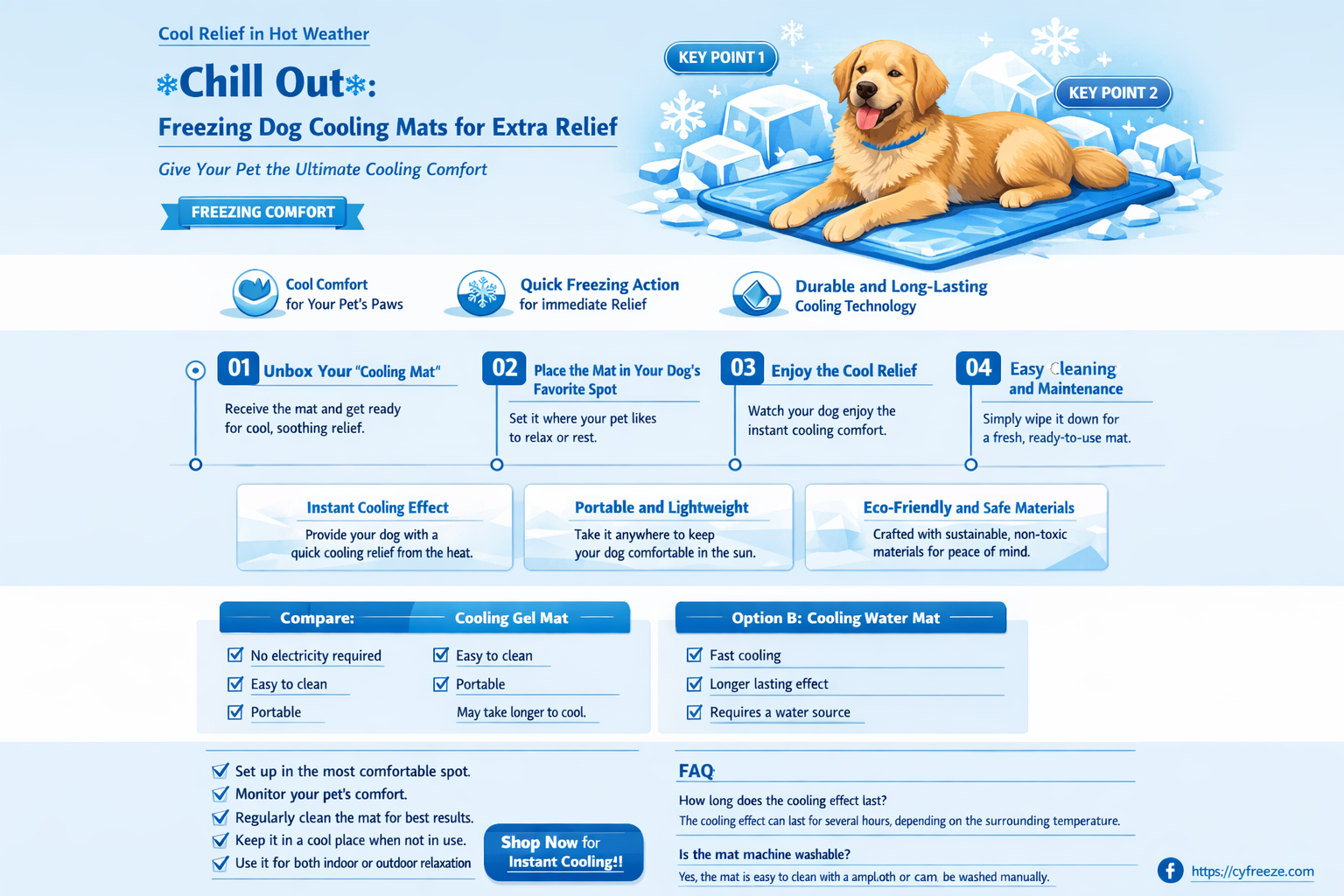 can i put a dog cooling mat in the freezer
