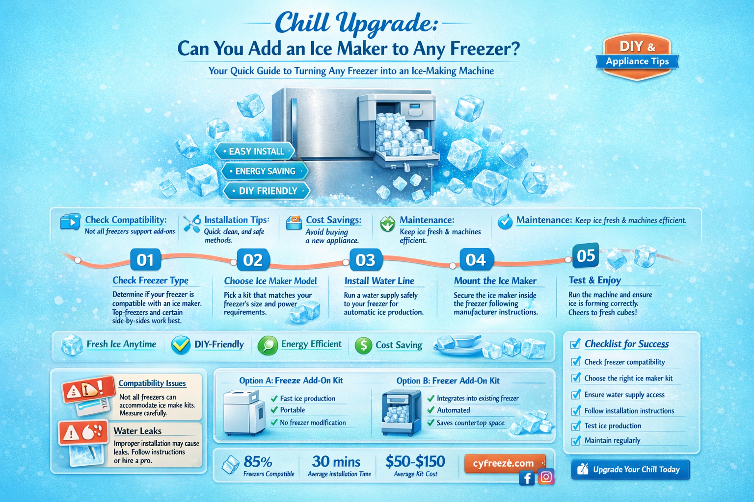 can a ice maker be add to any freezer