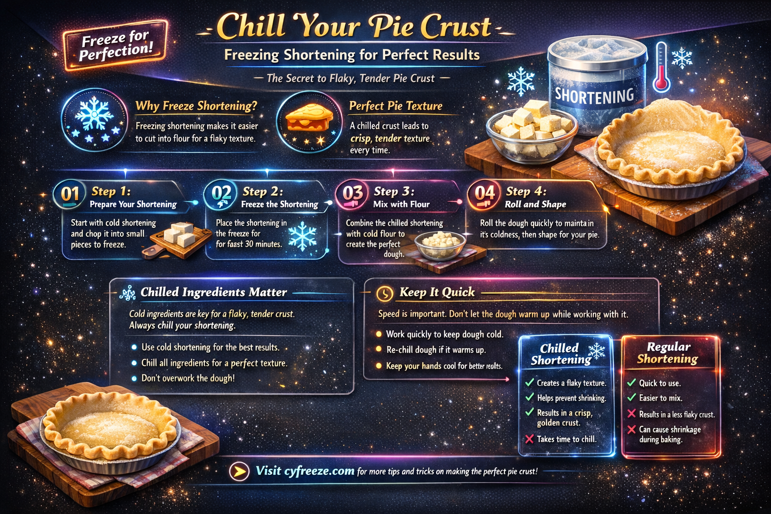 can freeze shortening to get cold for pie crust