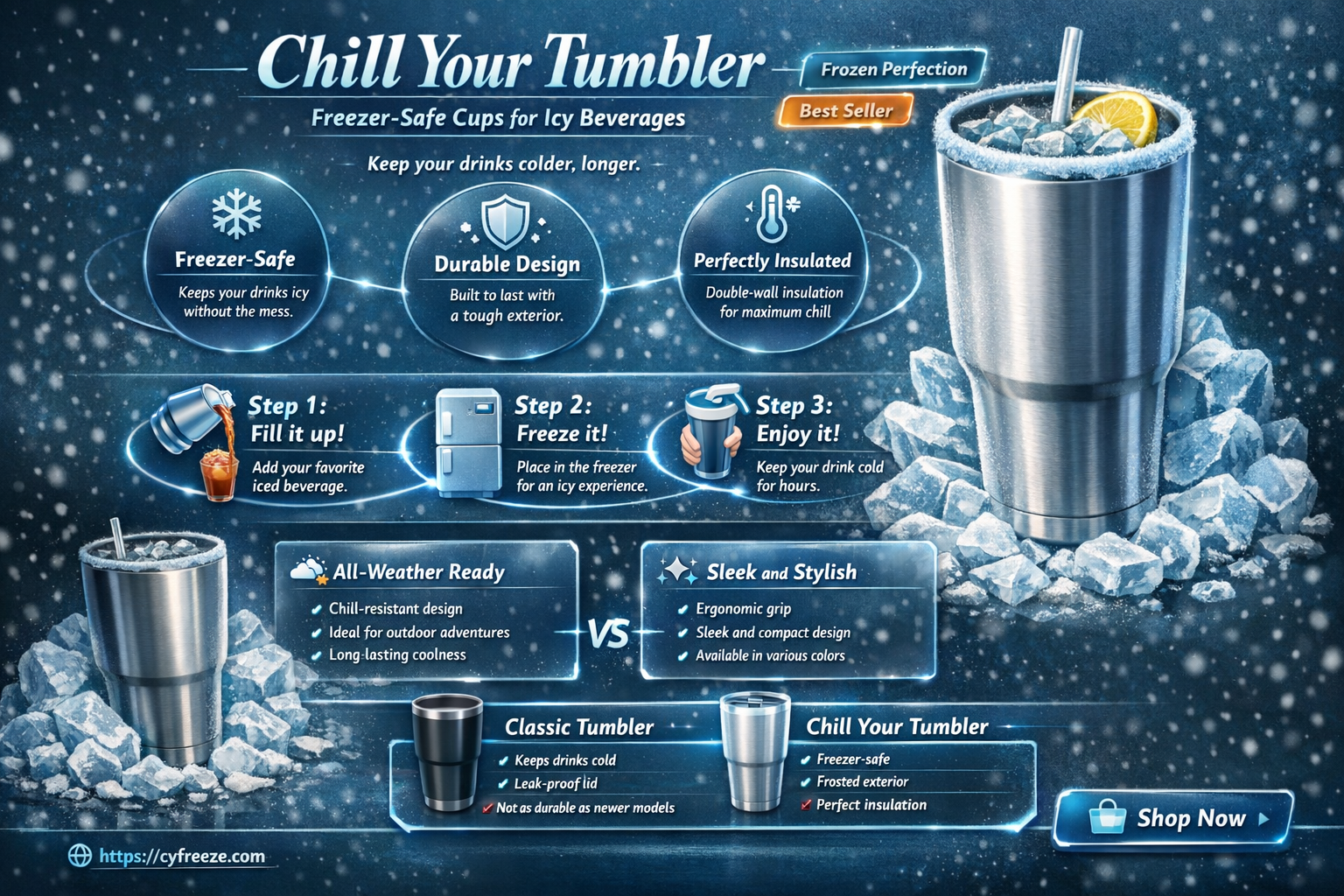 can a tumbler cup be put in a freezer