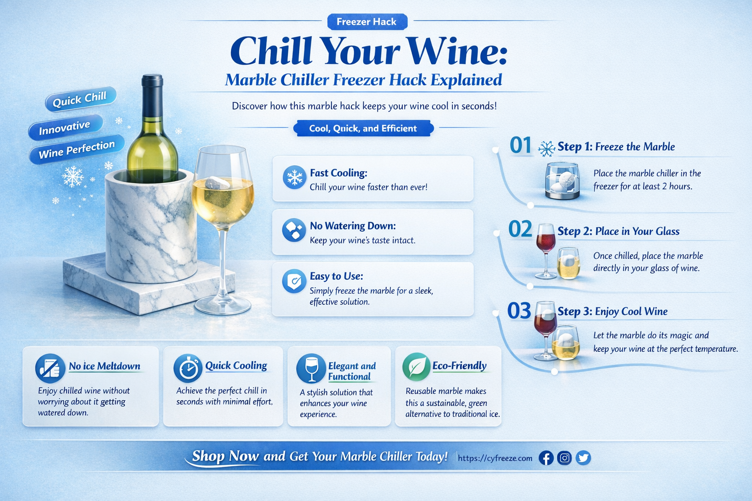 can i put a marble wine chiller in the freezer