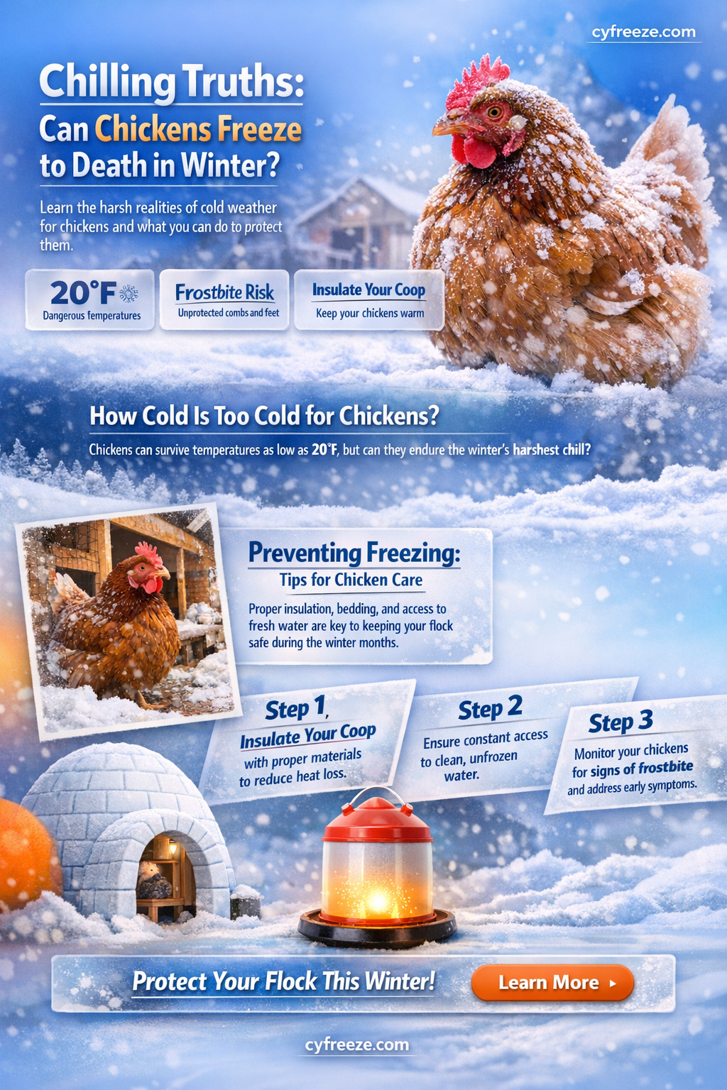 can a chicken freeze to death
