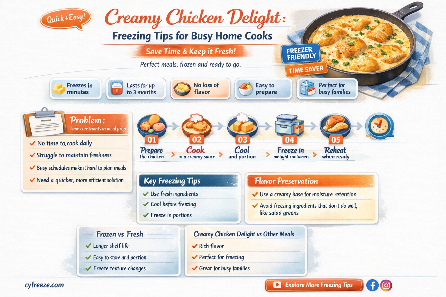can i freeze a cream cheese and chicken dish