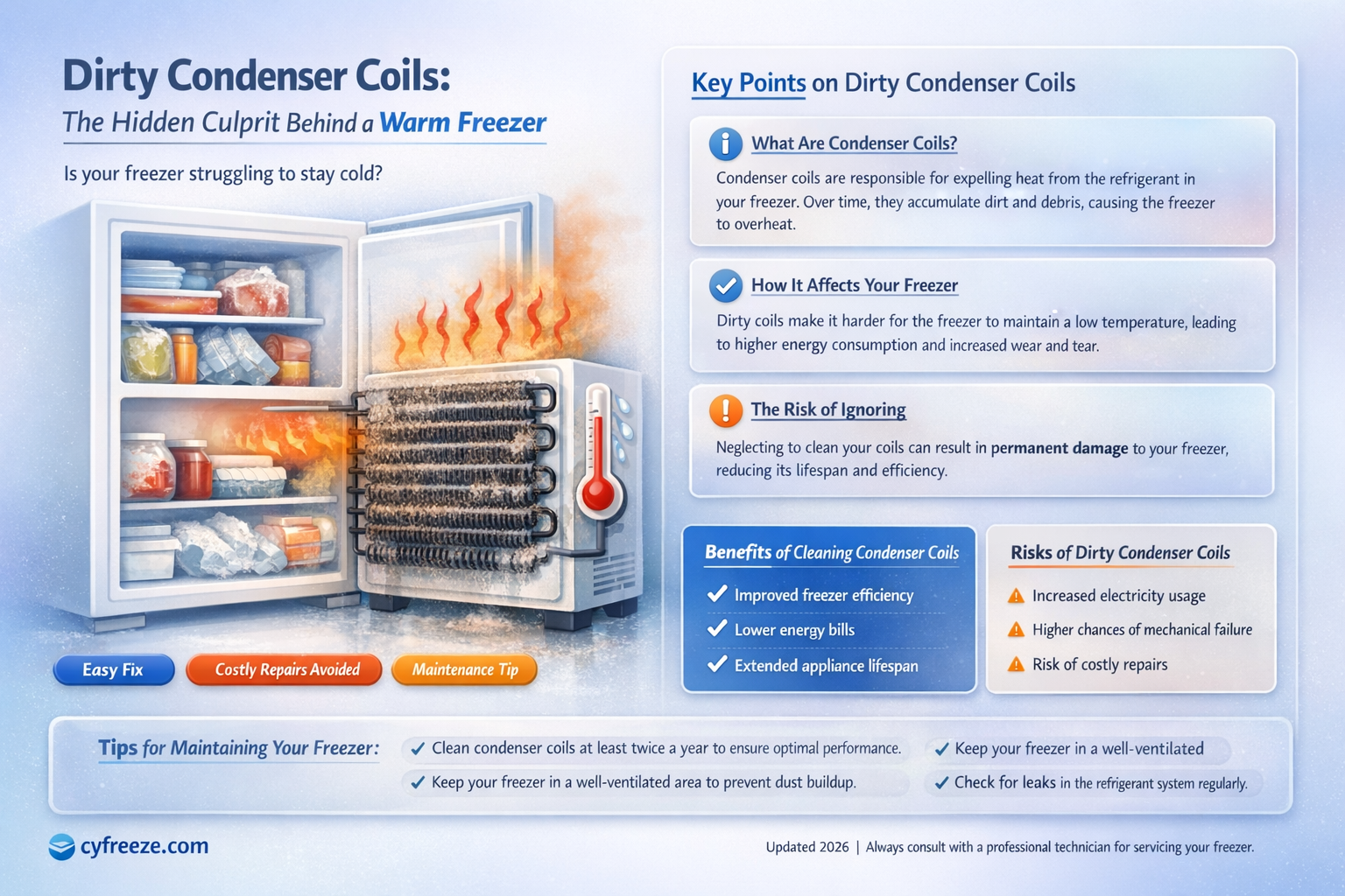 can a dirty condenser coil make your freezer warm