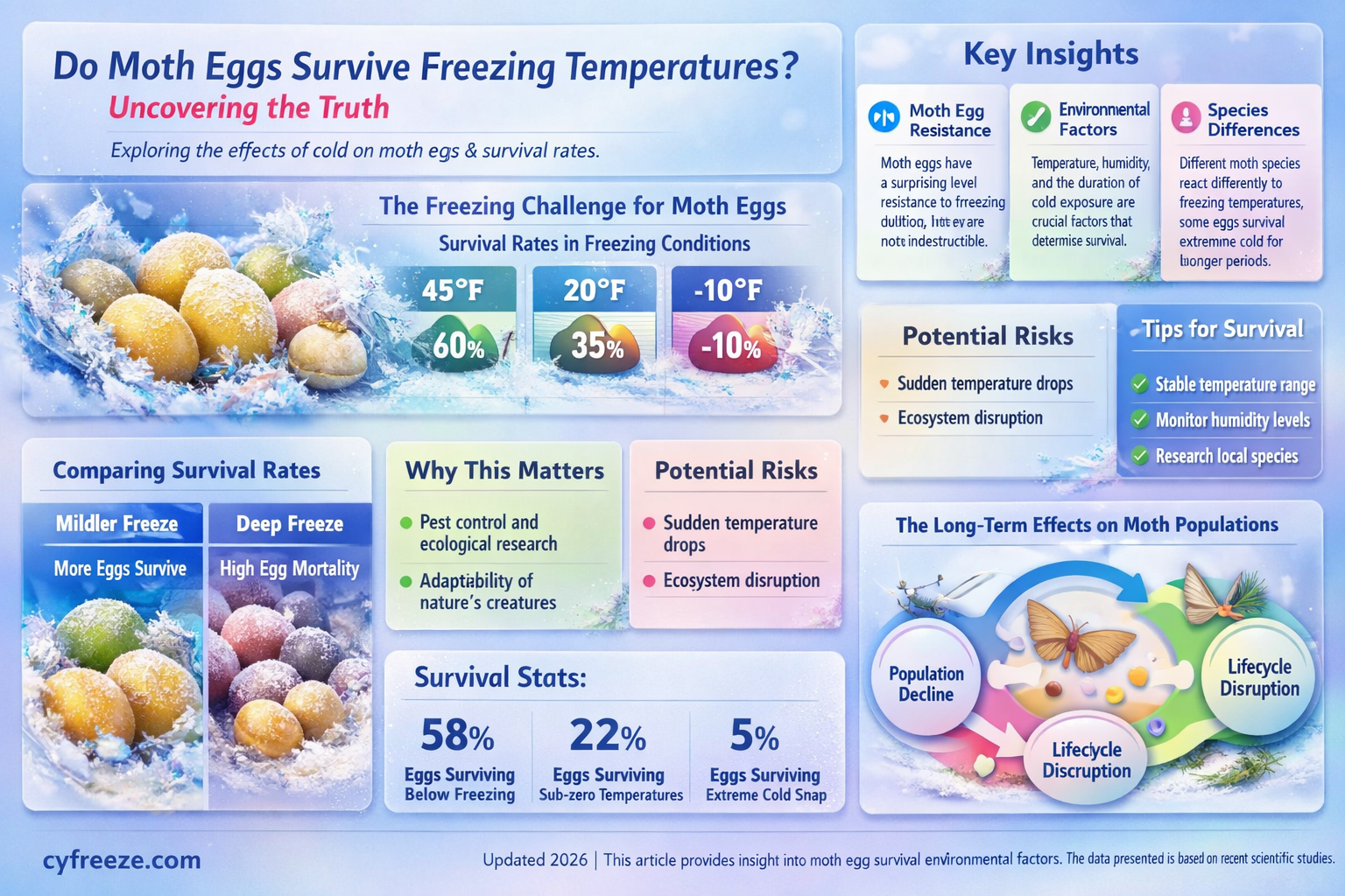 can moth eggs survive freezing