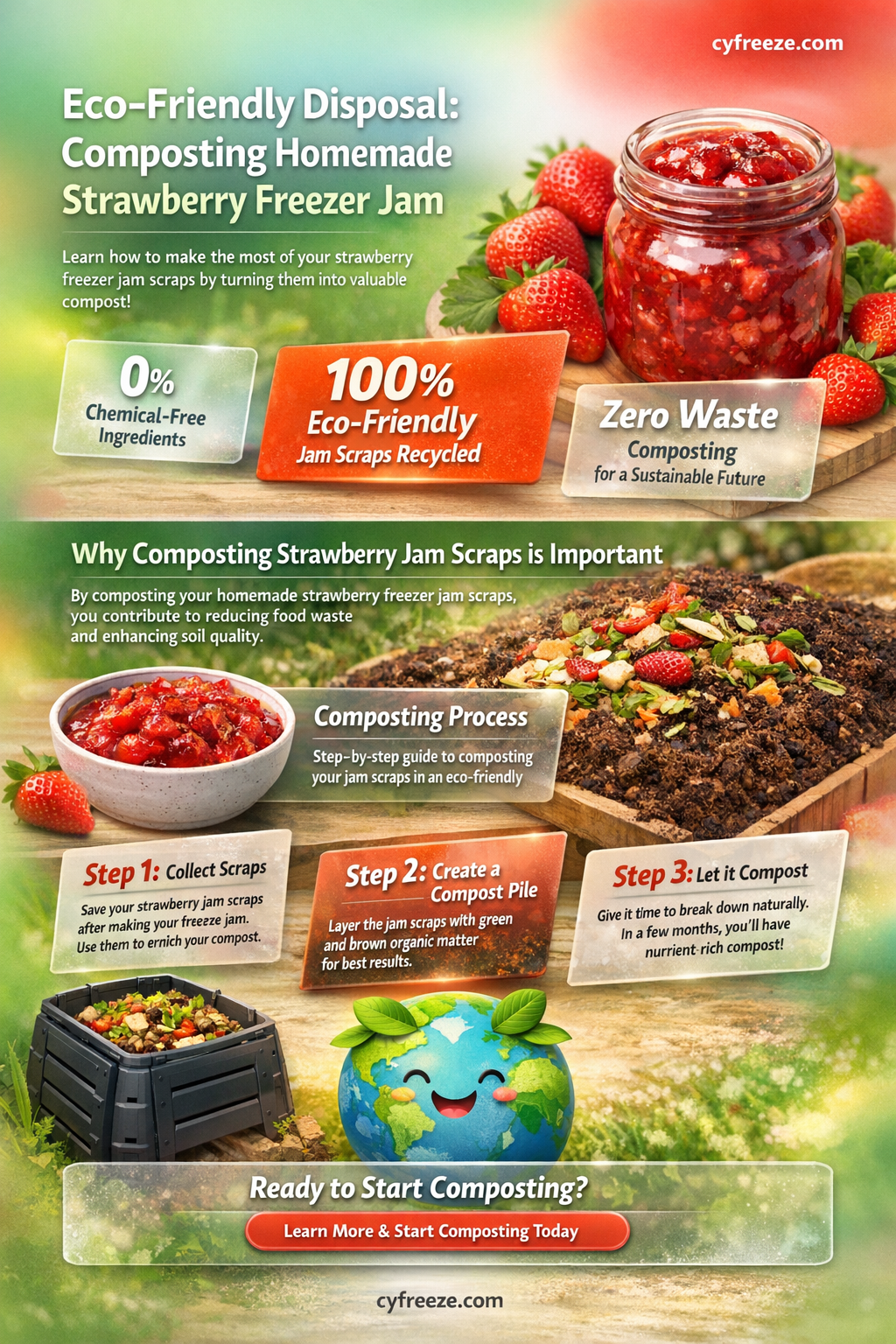 can homemade strawberry freezer jam be put in compost