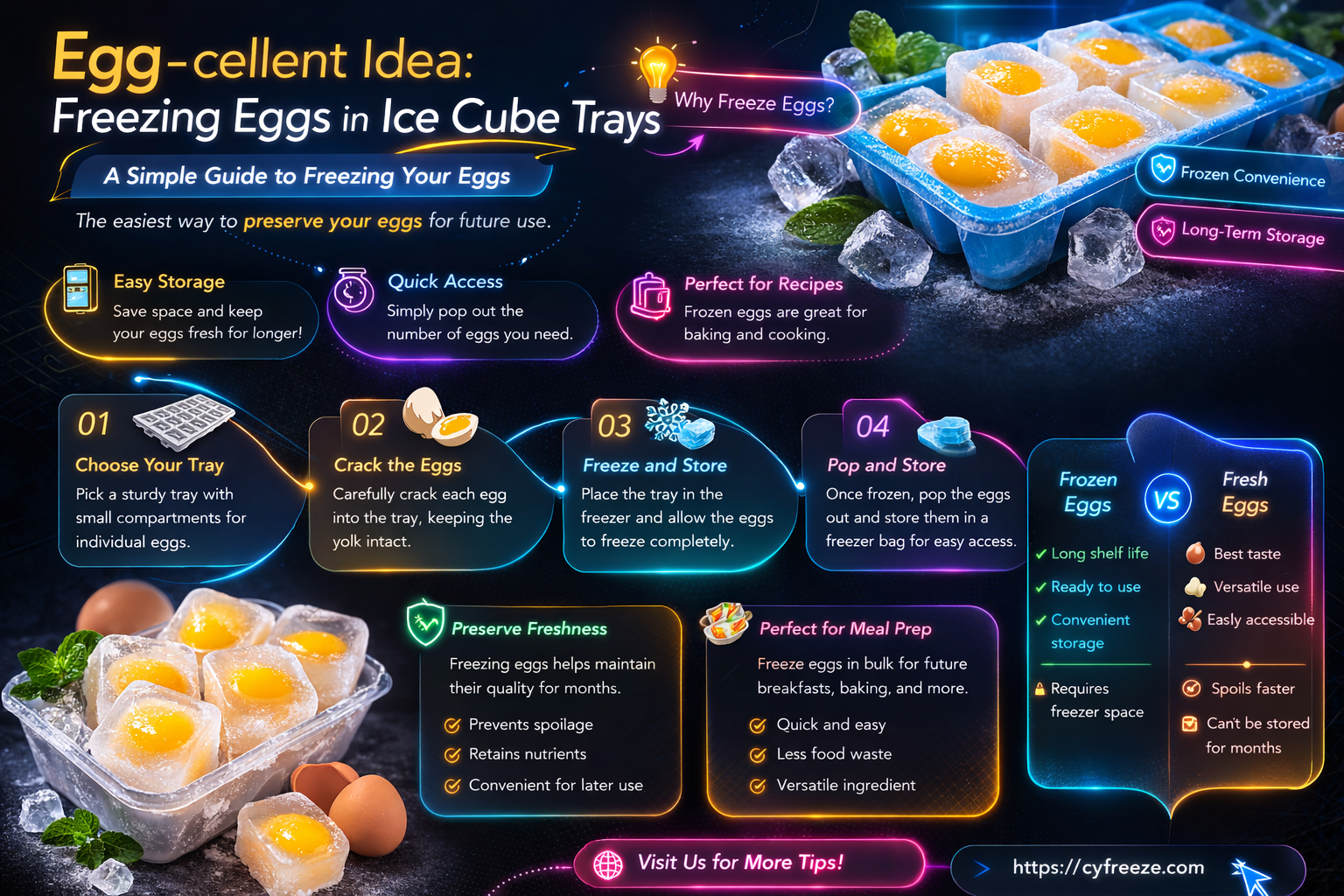 can i freeze eggs in ice cube trays