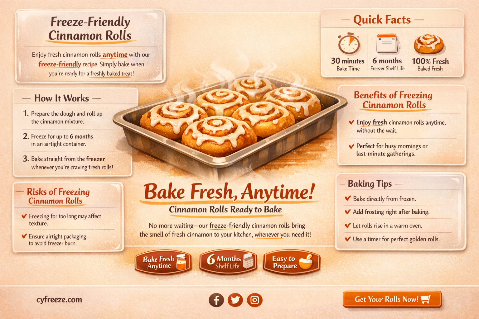 can i make cinnamon rolls and freeze them before baking