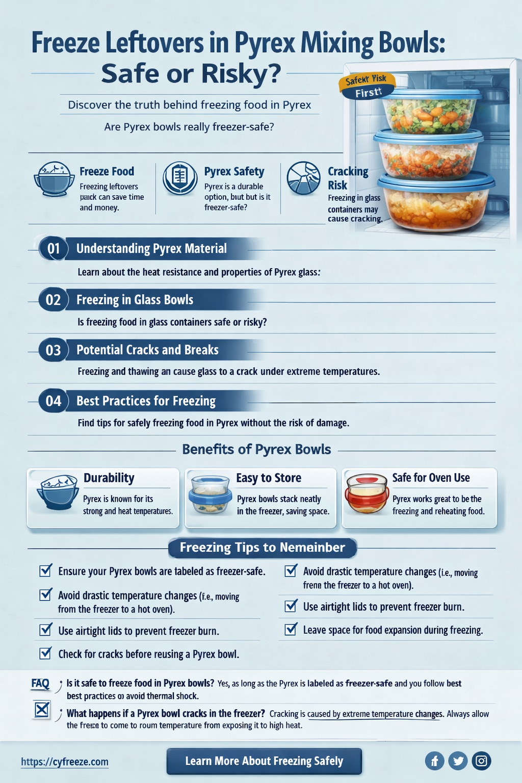 can i use pyrex mixing bowls to freeze leftovers