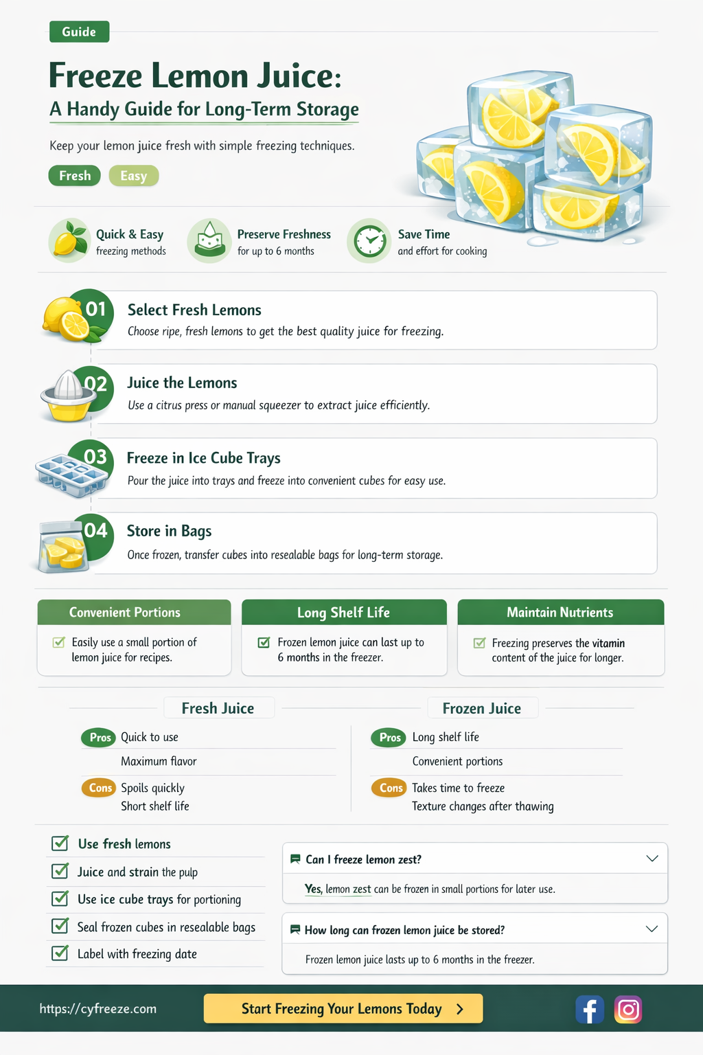 can i freeze lemon juice for later use