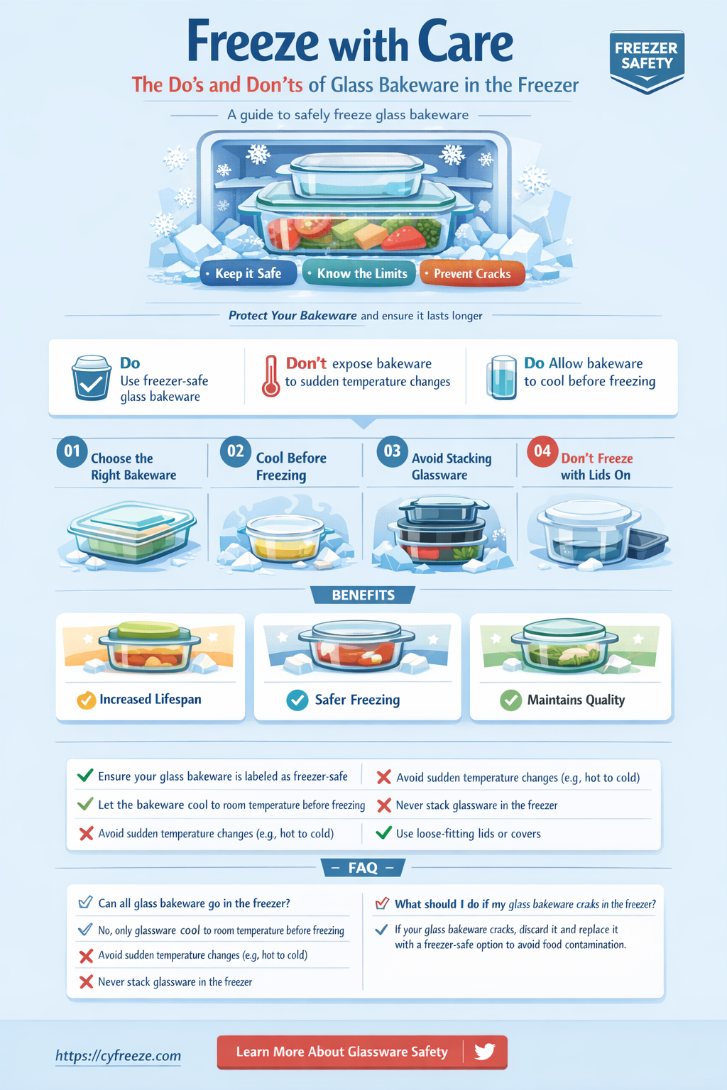 can i put a glass baking pan in the freezer