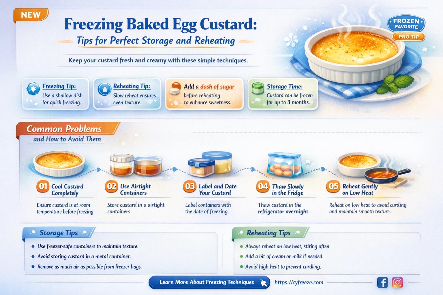 can i freeze baked egg custard