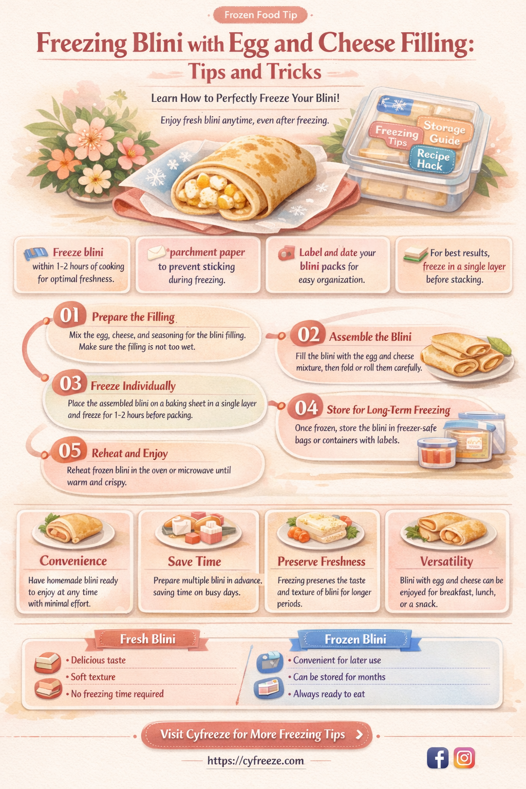 can i freeze blini with egg and cheese filling