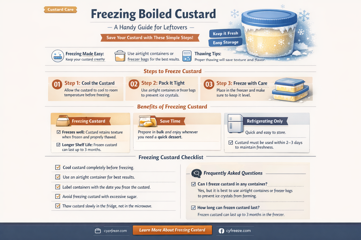 can boiled custard be put in the freezer
