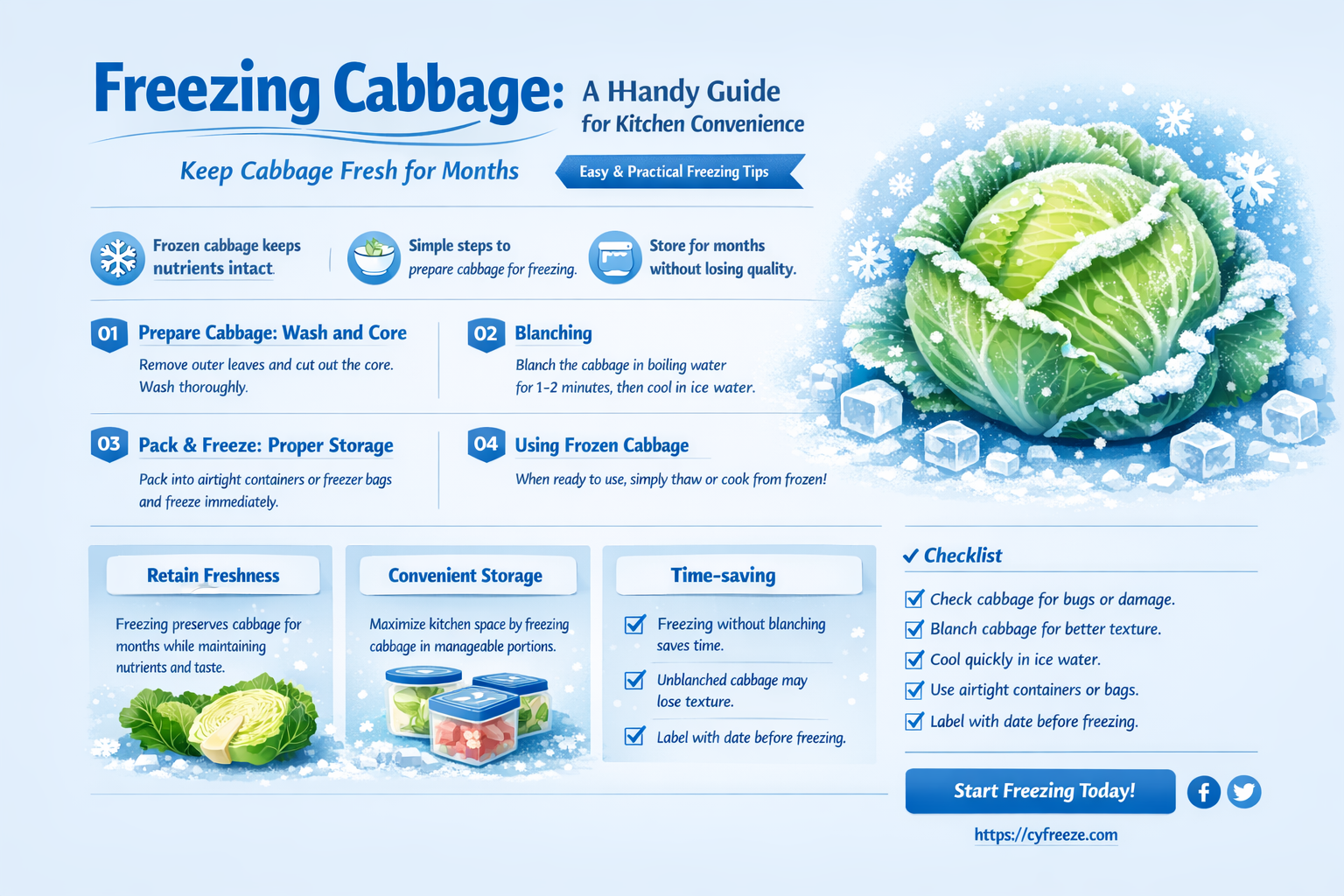 can cabage be put in the freezer