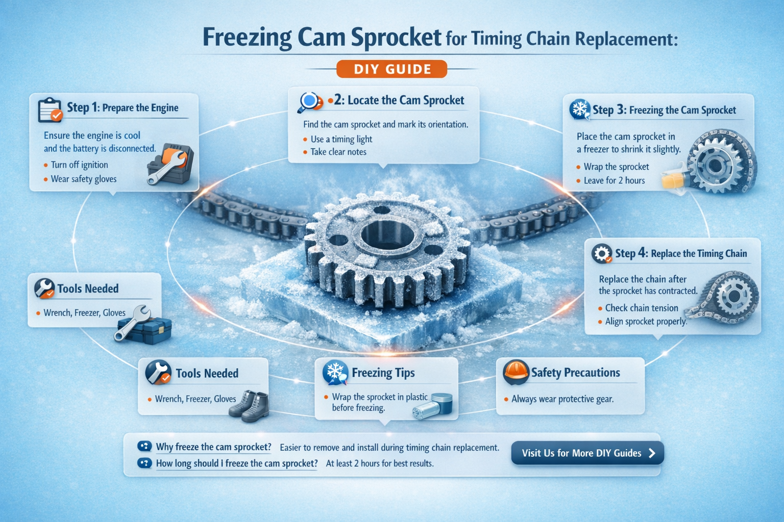 can i freeze cam sprocket to get timing chain replaced