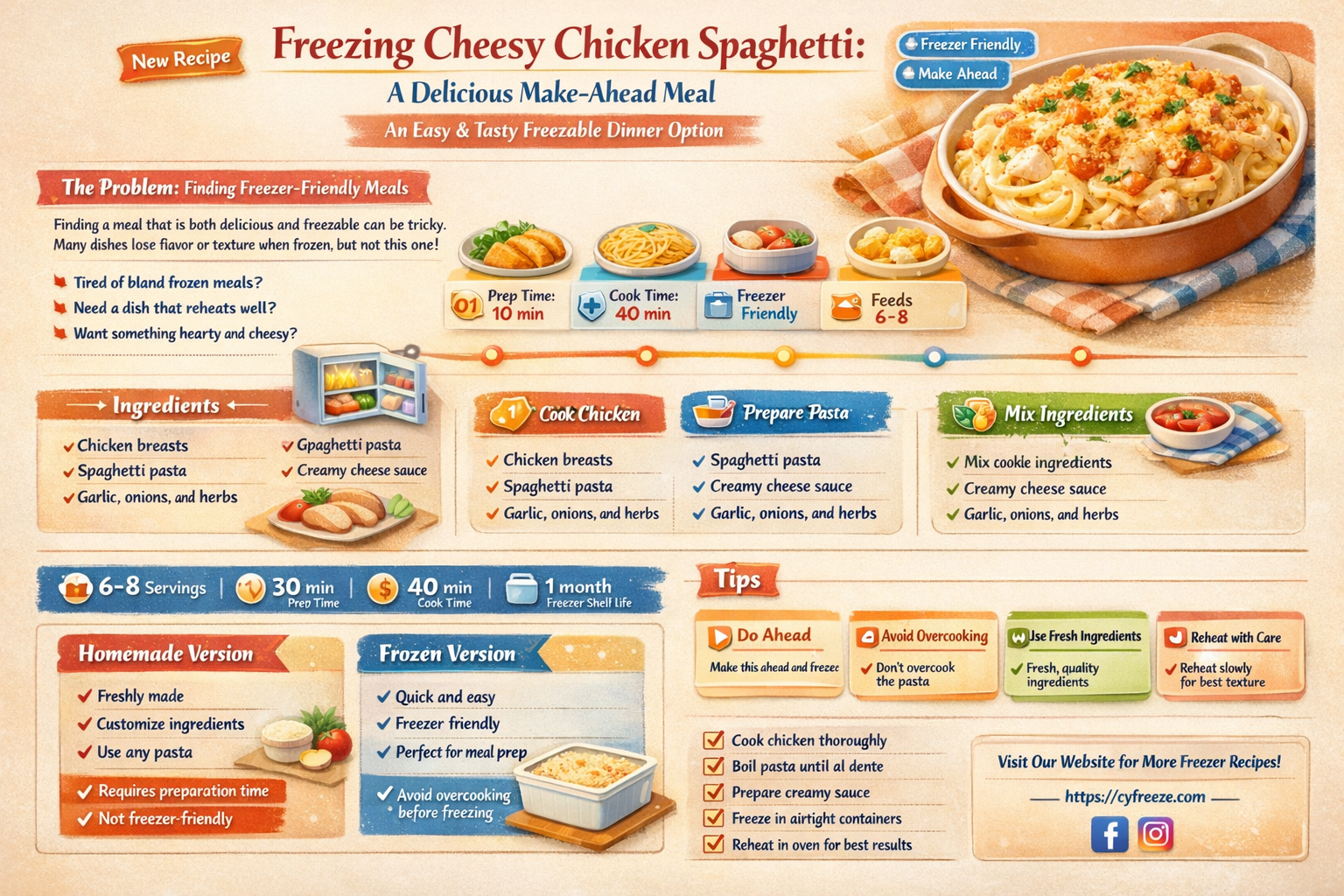 can i freeze cheesy chicken spaghetti