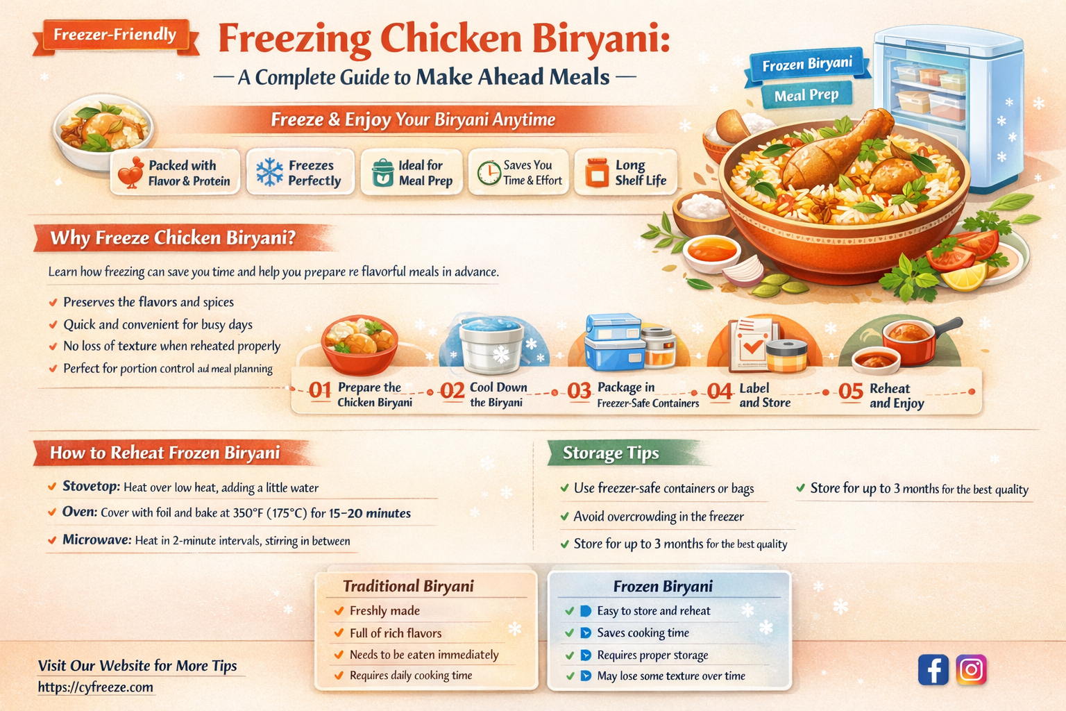 can i freeze chicken biryani