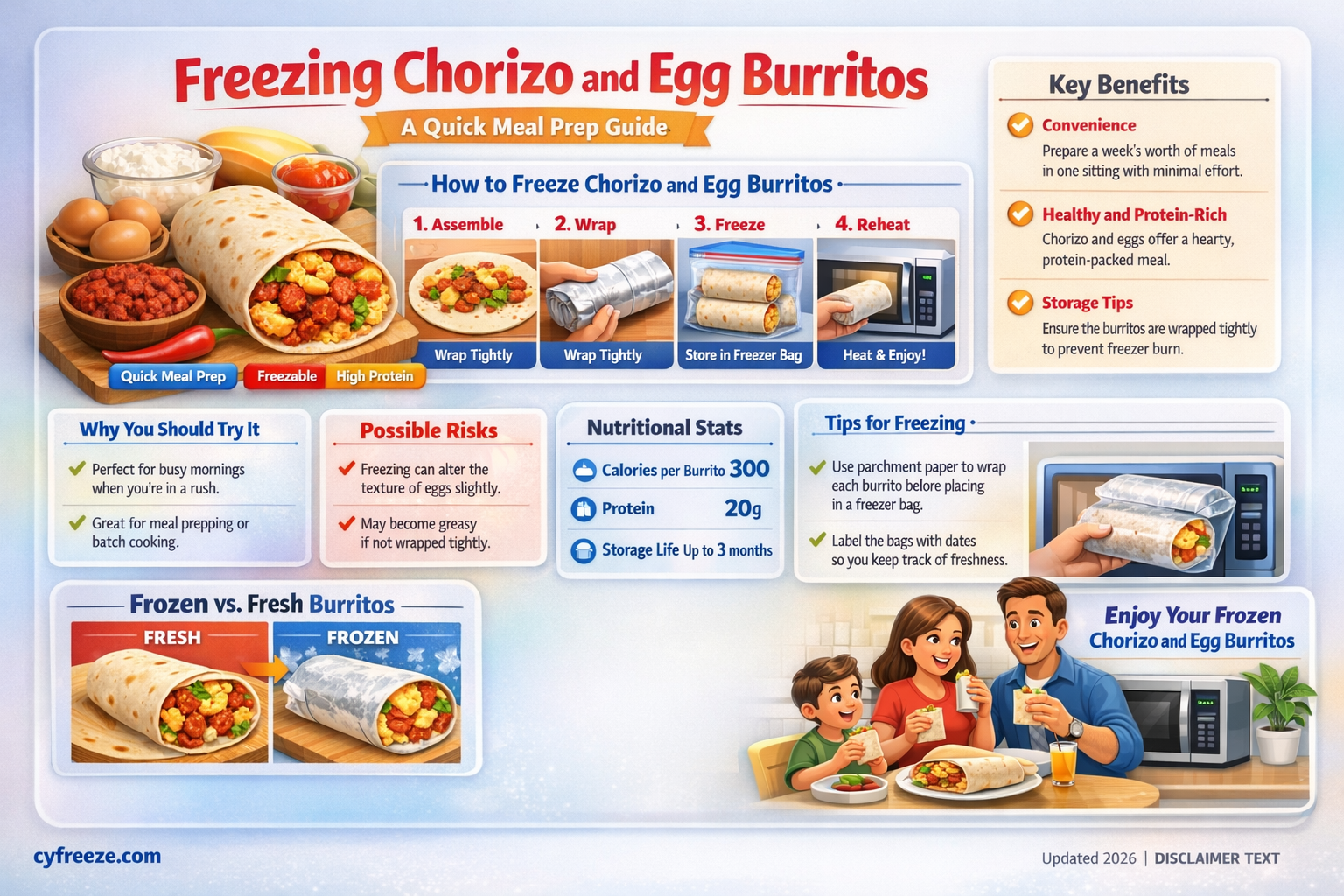 can i freeze chorizo and egg burrito