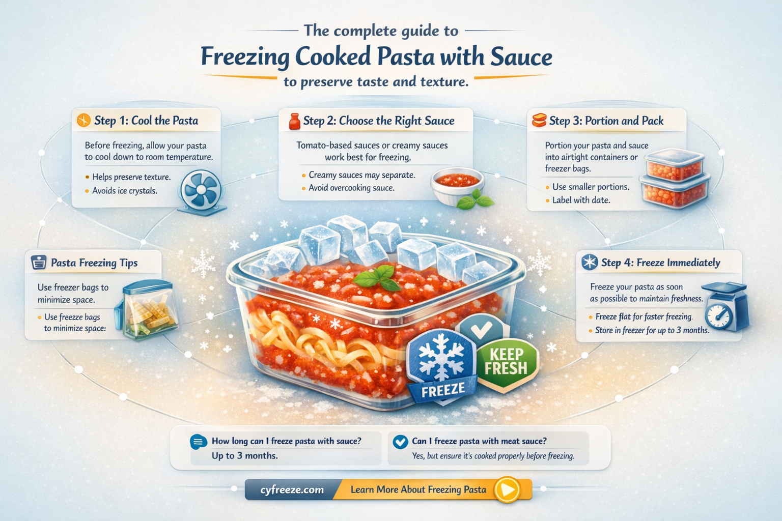 can i freeze cooked pasta with sauce