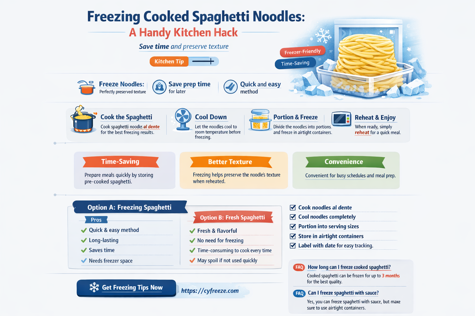 can i freeze cooked spaghetti noodles