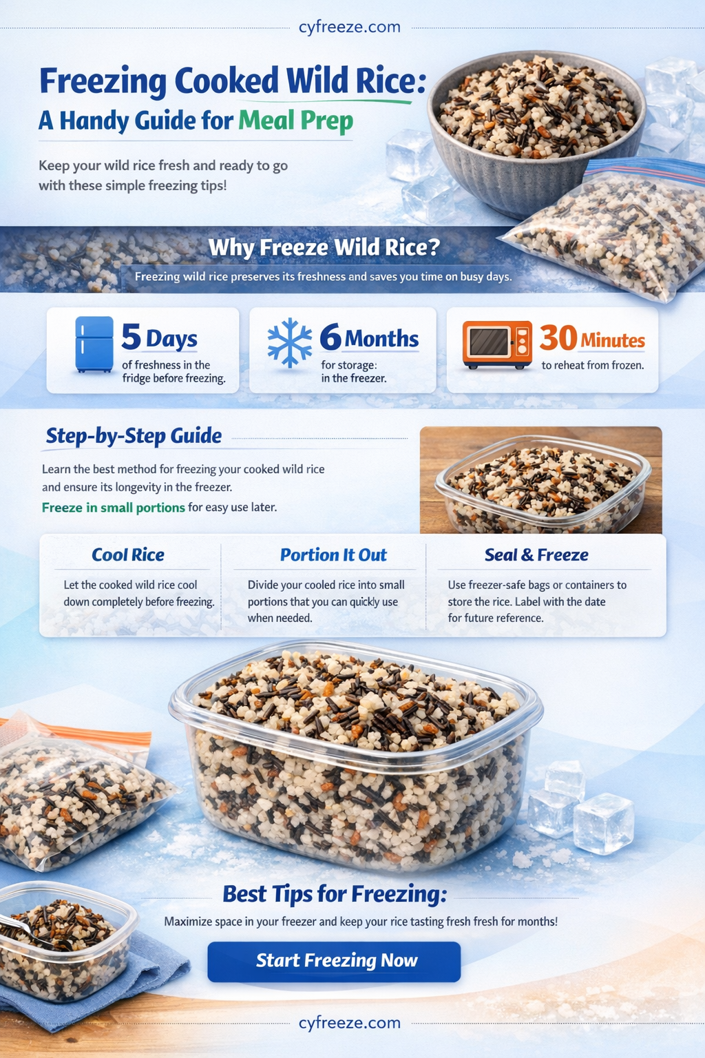can i freeze cooked wild rice