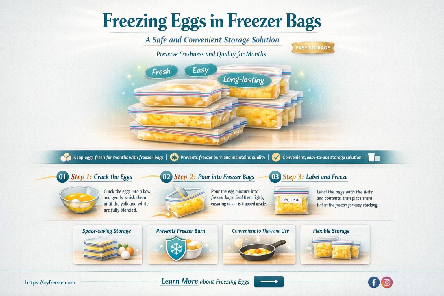 can i freeze eggs in freezer bags