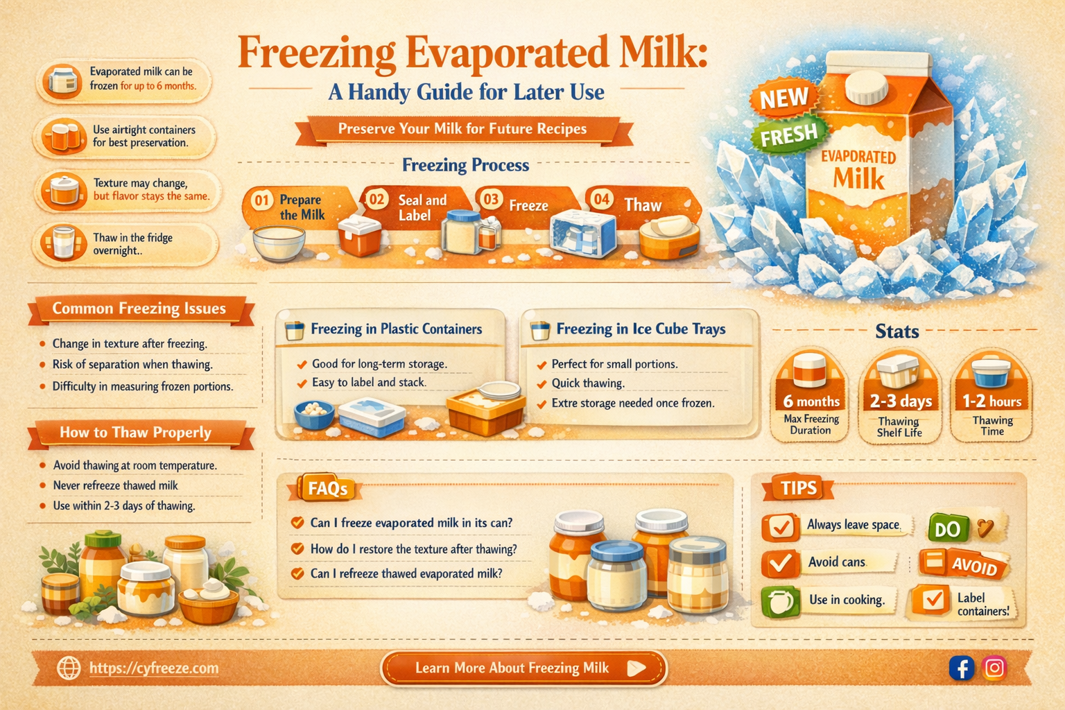 can i freeze evaporated milk for later use