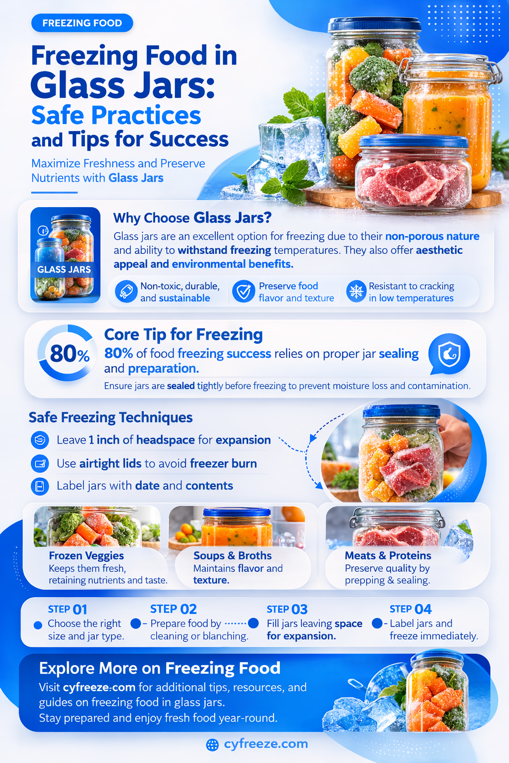 can i use glass jars to freeze food