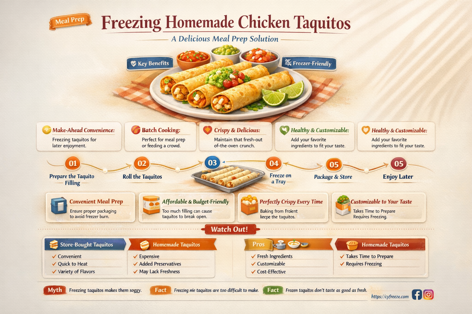 can i freeze homemade chicken taquitos