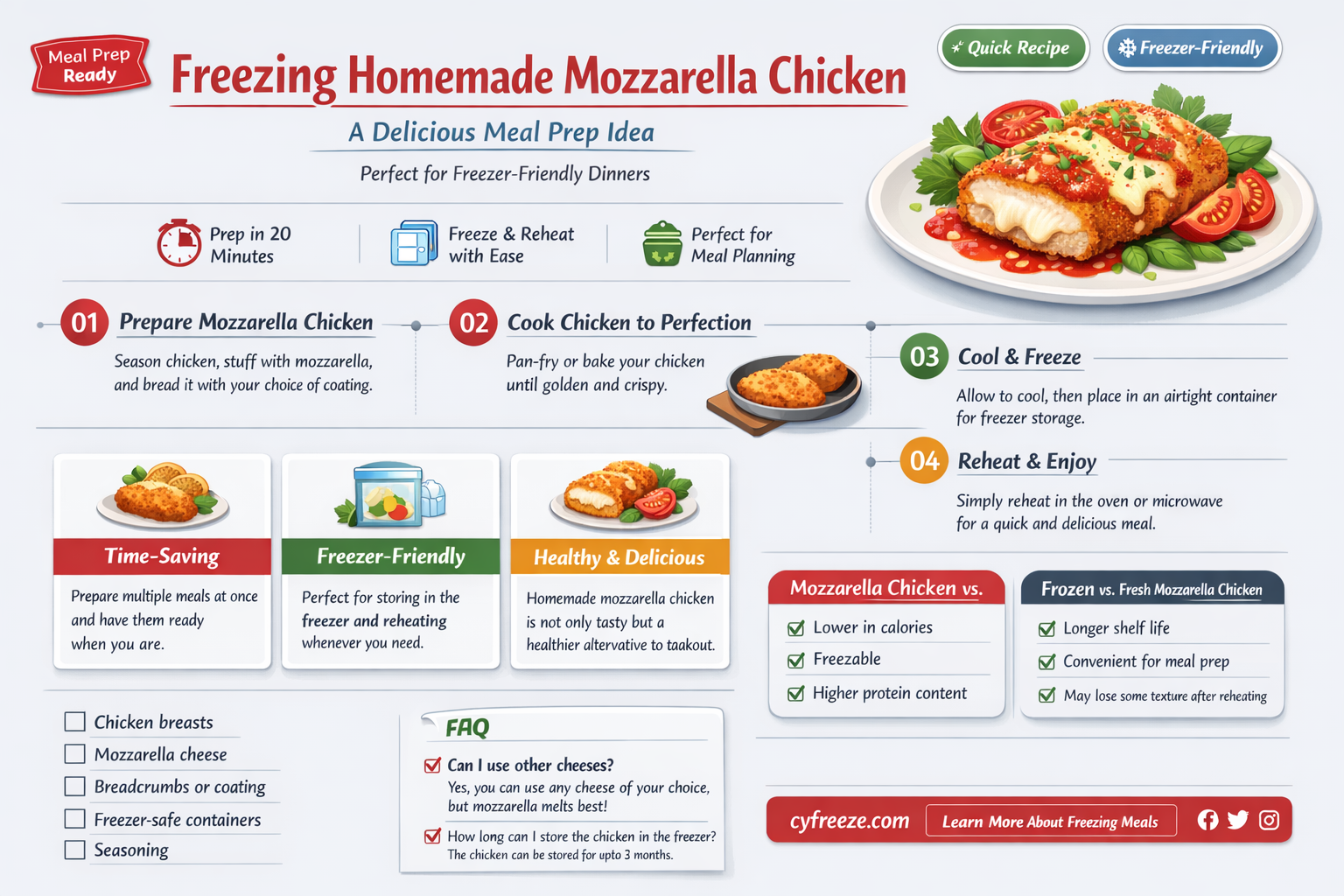 can i freeze homemade mozarella chicken