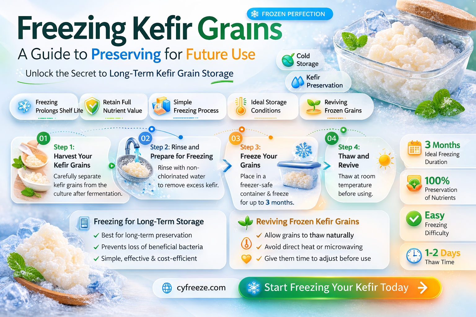 can i freeze kefir grains for a later use