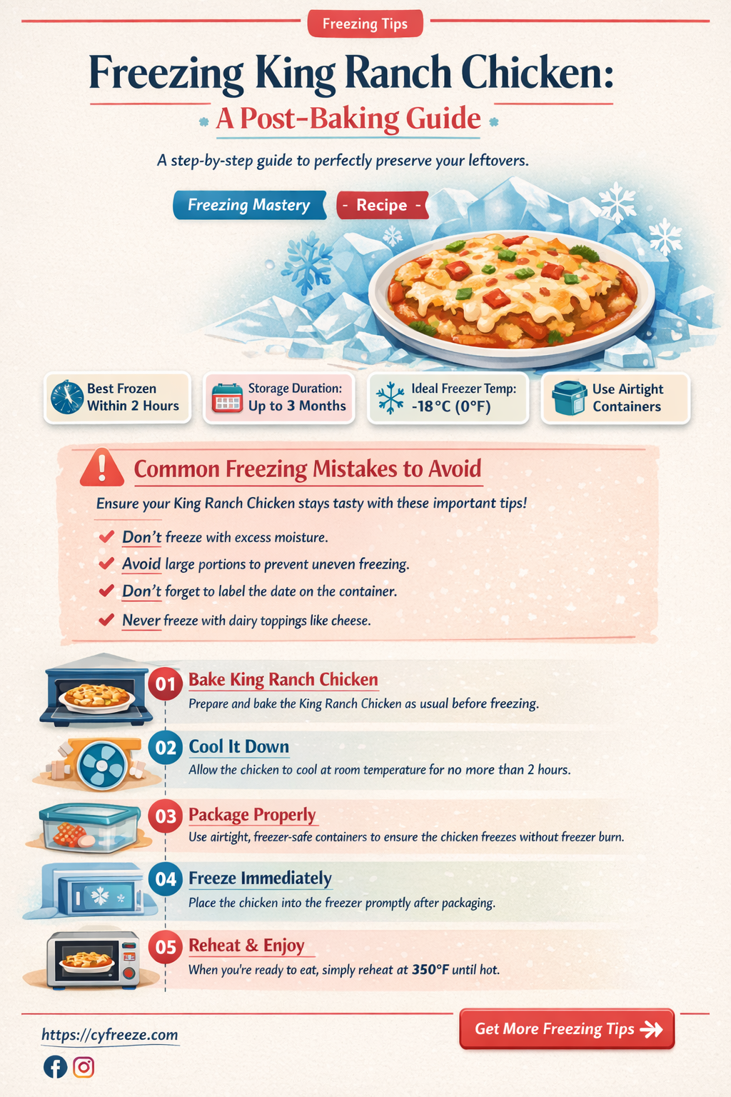 can i freeze king ranch chicken after baking it