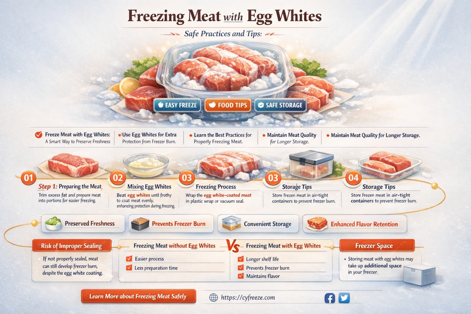 can i freeze meat with egg whites in it