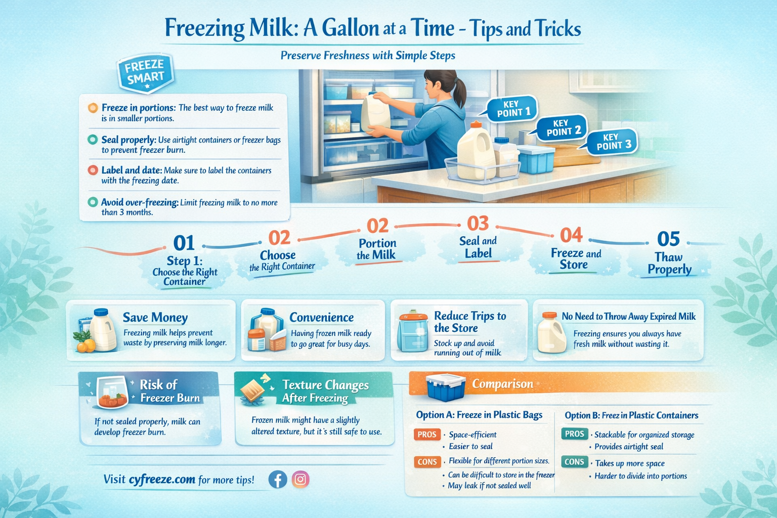 can i put a gallon of milk in the freezer