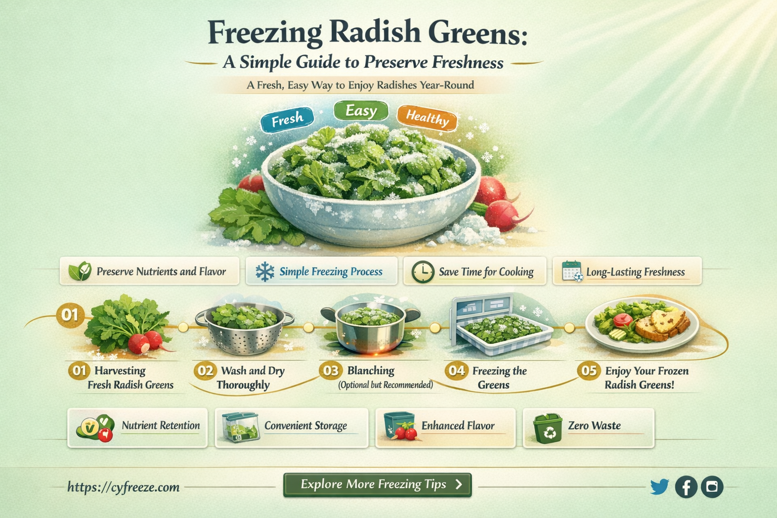 can i freeze radish greens for later use
