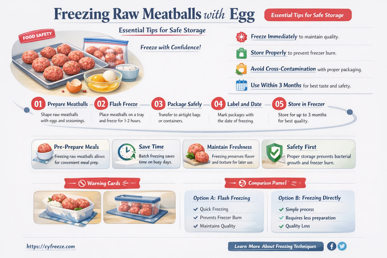 can i freeze raw meatballs egg