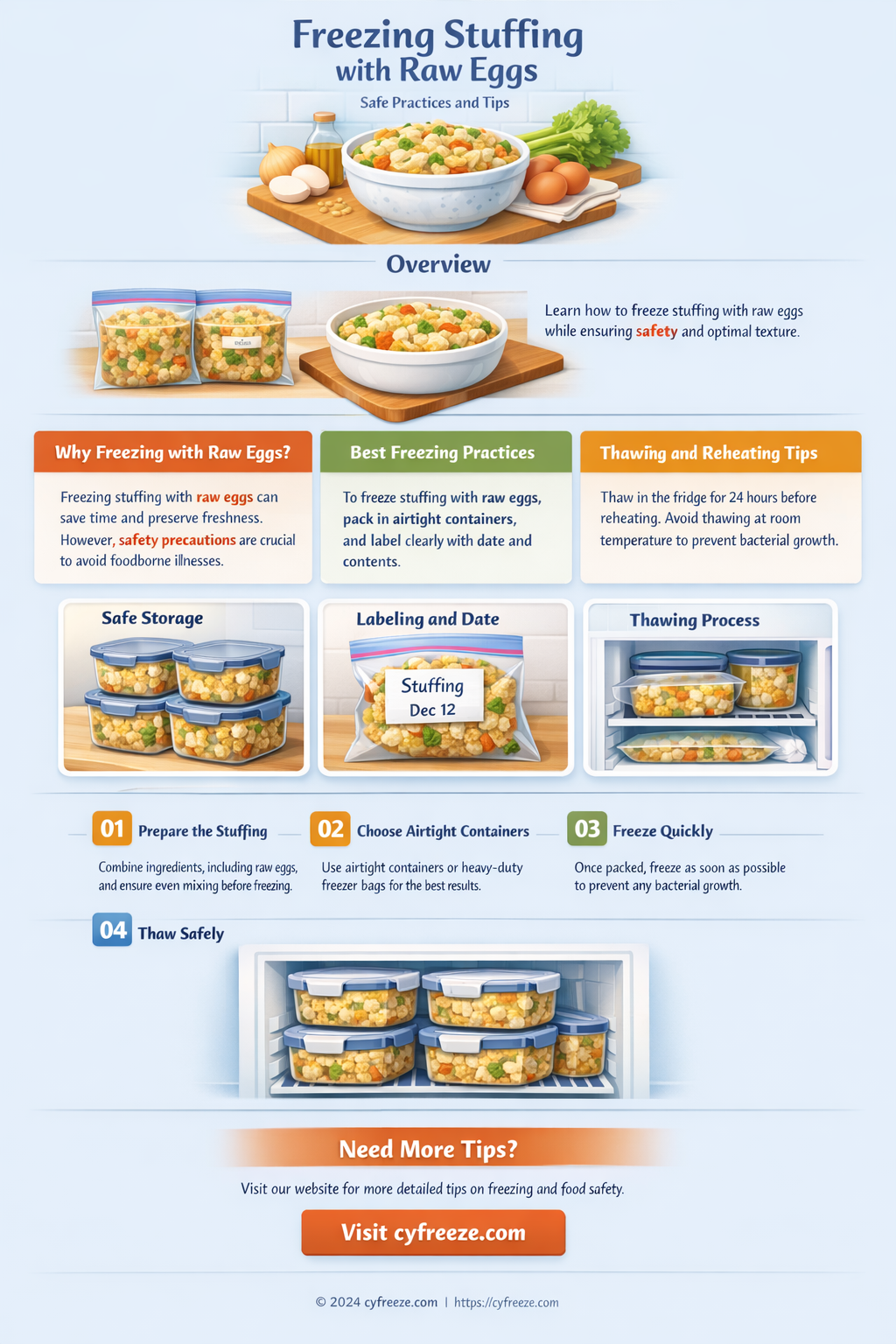 can i freeze stuffing with raw egg