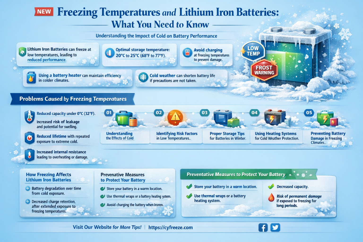 can lithium iron batteries be exposed to freezing temperatures