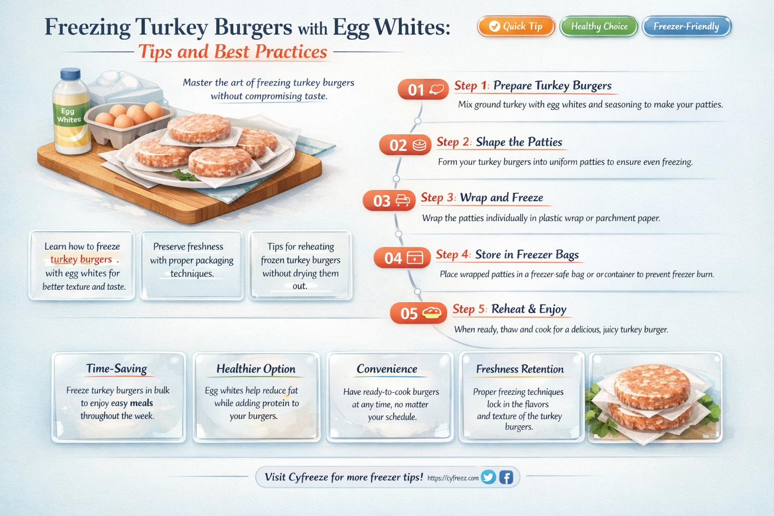 can i freeze turkey burgers with egg whites