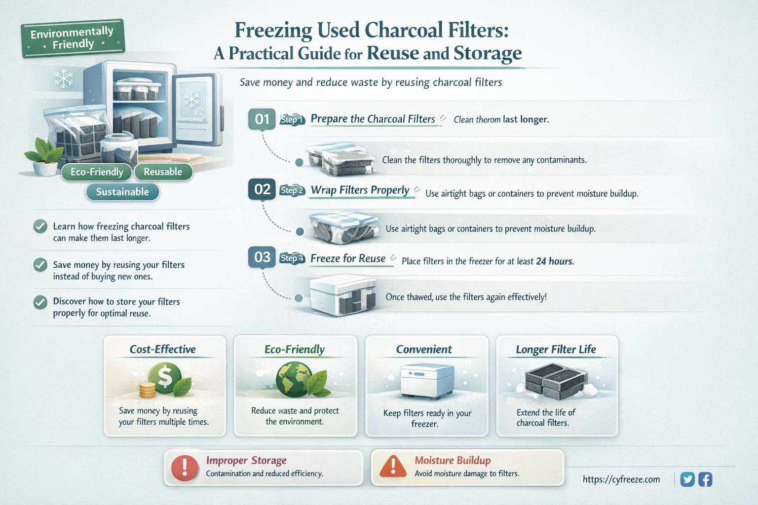 can i freeze a used charcoal filter