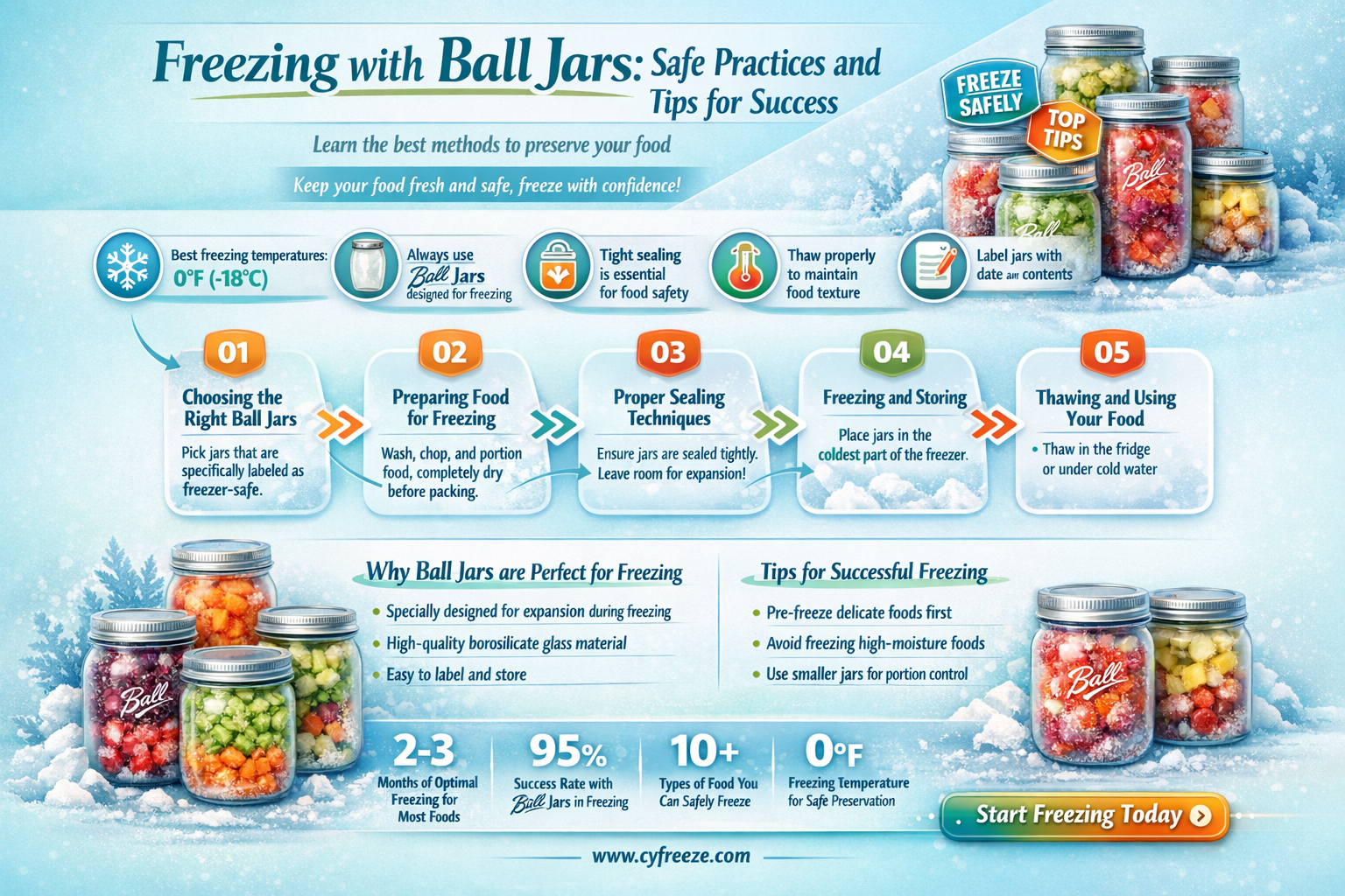 can ball canning jars be used in the freezer