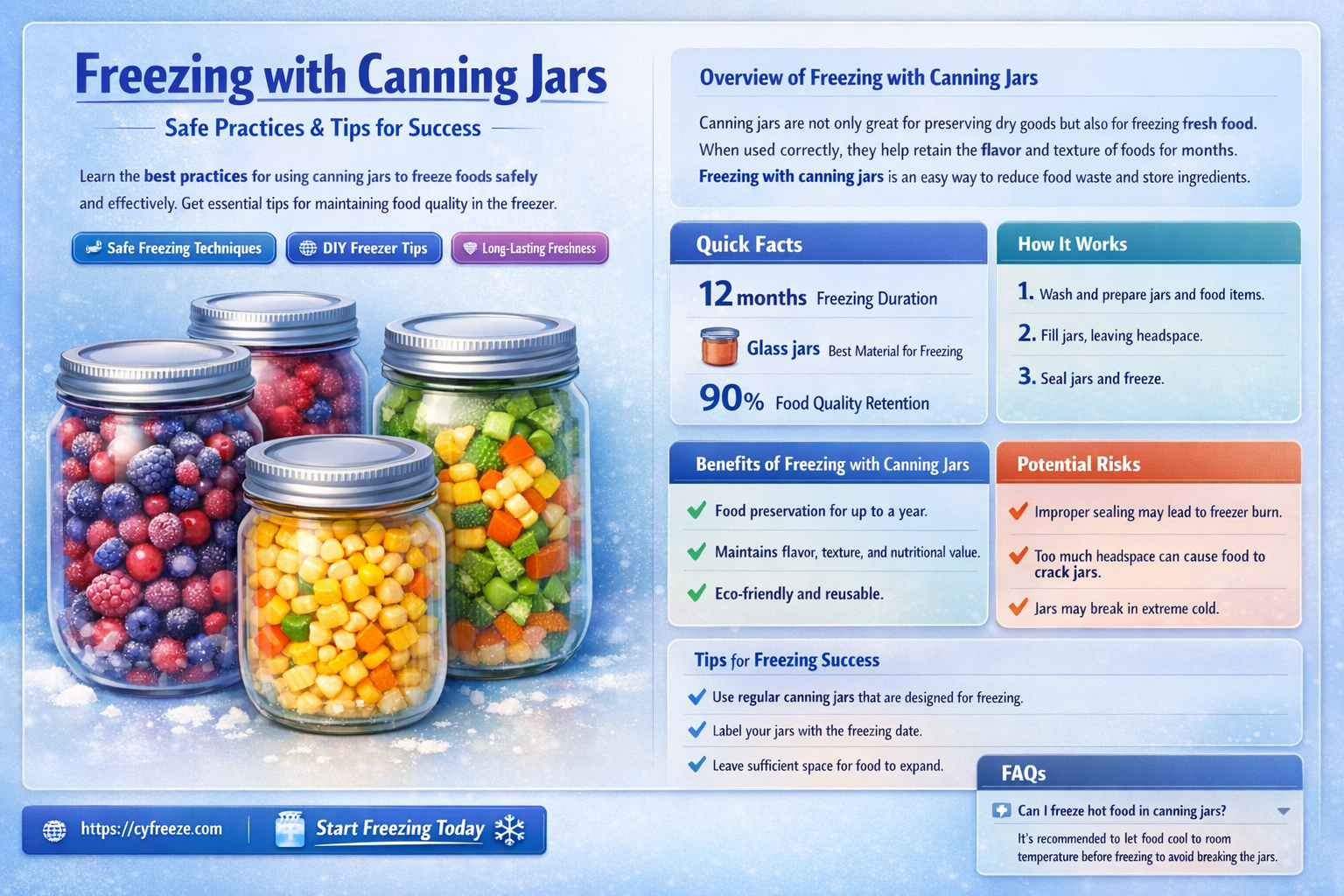can i use canning jars in the freezer